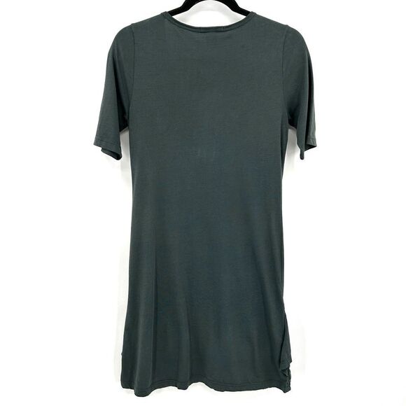 PRAIRIE UNDERGROUND Gray 100% Organic Cotton V-Neck Ruffle Pocket Dress Size XS - Picture 2 of 5